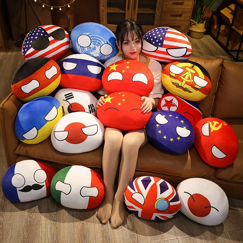 

10-50cm Country Ball Toys Plush Polandball Hand Warmer Pillow Countryball USSR USA FRANCE RUSSIA UK JAPAN GERMANY ITALY Decor