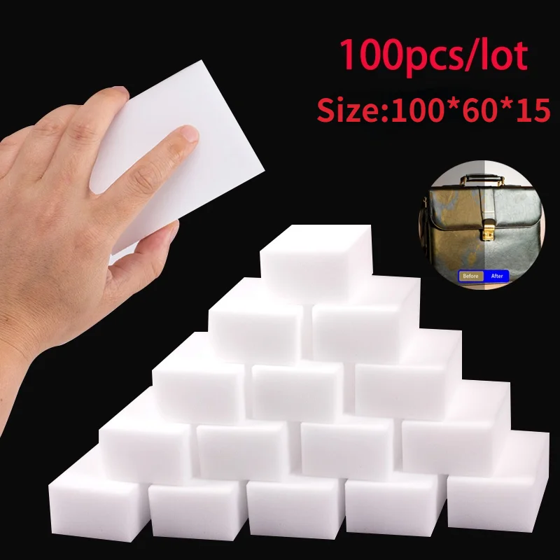 

100 Pcs/lot Melamine Sponge Magic Sponge Eraser Melamine Cleaner for Kitchen Bathroom Home Nano Cleaning Sponges 10x6x1.5cm