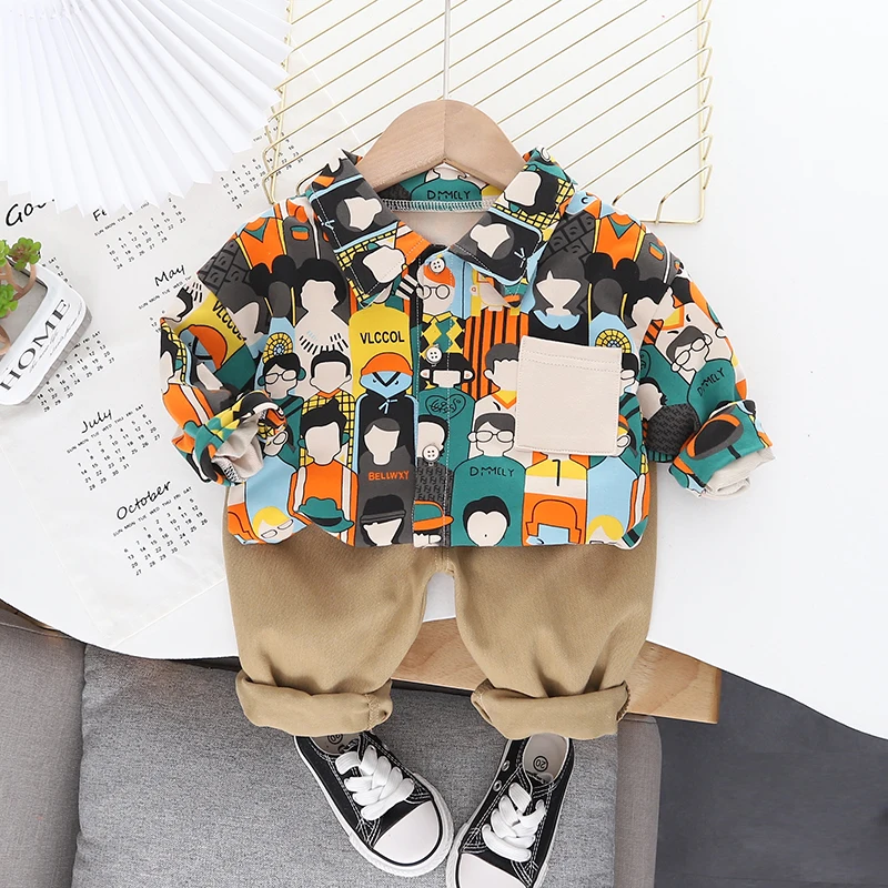 Детский комплект одежды для мальчиков и девочек рубашка + штаны активного отдыха