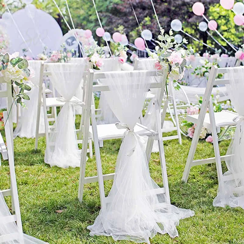 

2m Wedding Decoration Tulle Roll Crystal Organza Sheer Fabric For Birthday Party Backdrop Wedding Chair Sashes Decor Yarn