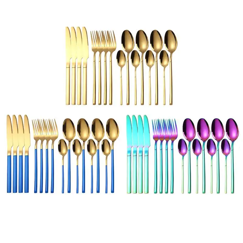 

Silverware Set Rainbow High Quality Stainless Steel Dinnerware Set Multi Function Complete Tableware Set Kitchen Accessories