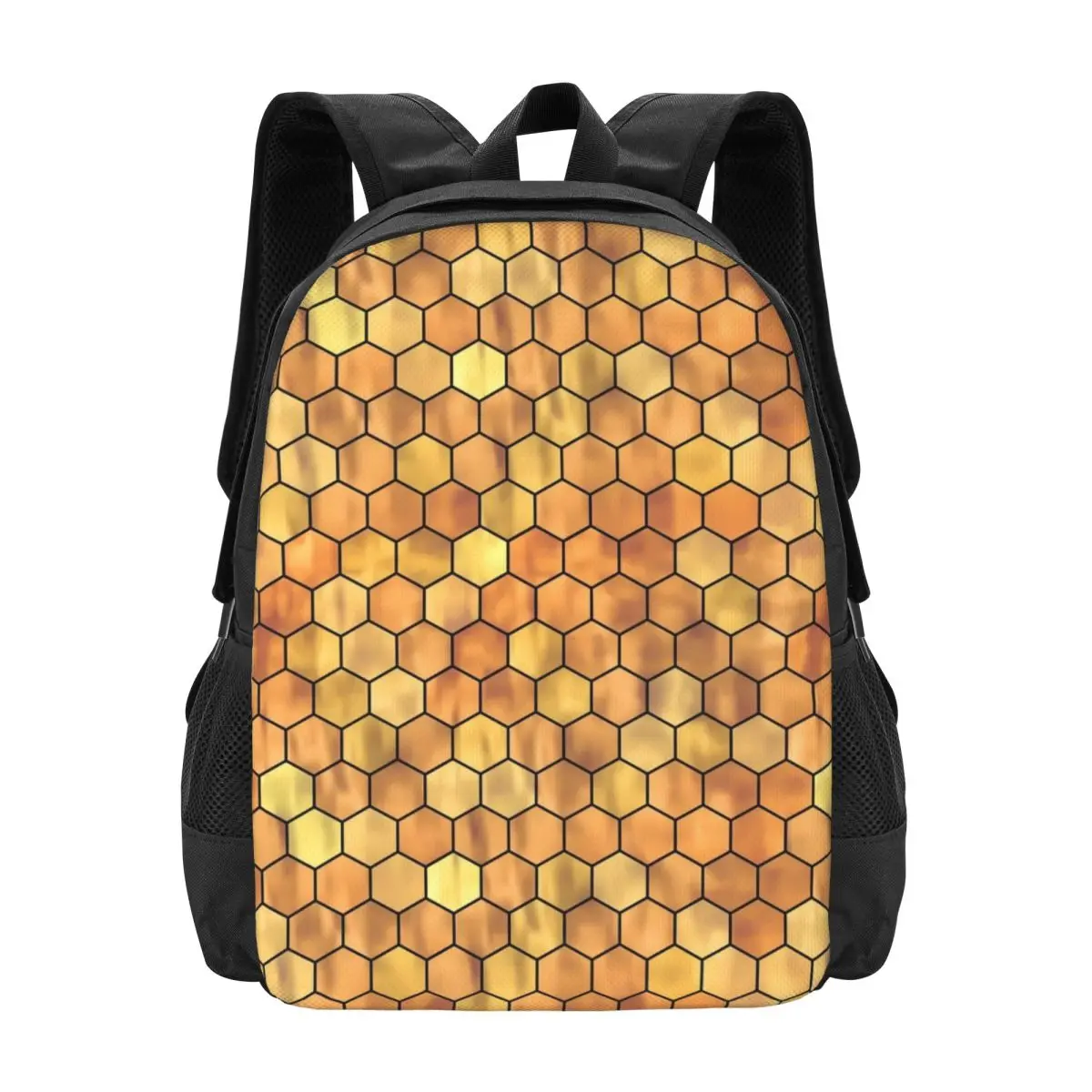 

Hives Pirnt Backpack Golden Honeycomb Travel Backpacks Unisex Designer Big High School Bags Kawaii Rucksack