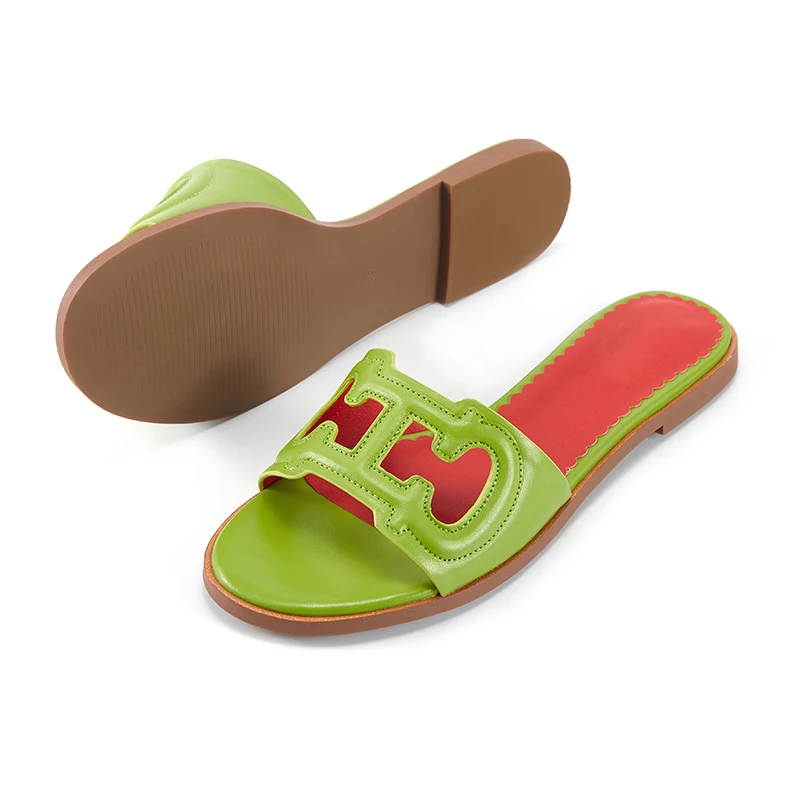 2023 Summer Slippers Low Heel Leather Lightweight Casual Women's Sandals Open Toe Outdoor Slippers Beach Shoes Women Shoes