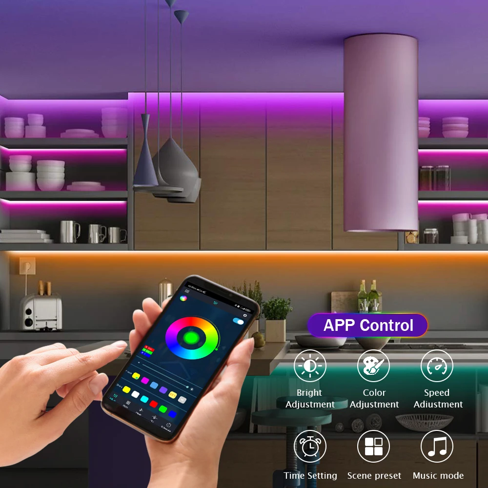 Фото 24 В светодиодные ленты неоновые огни Tuya WiFi Bluetooth RGB неоновая вывеска лента декор комнаты Smart Life Alexa Google Home Fita de led с регулируемой яркостью №5