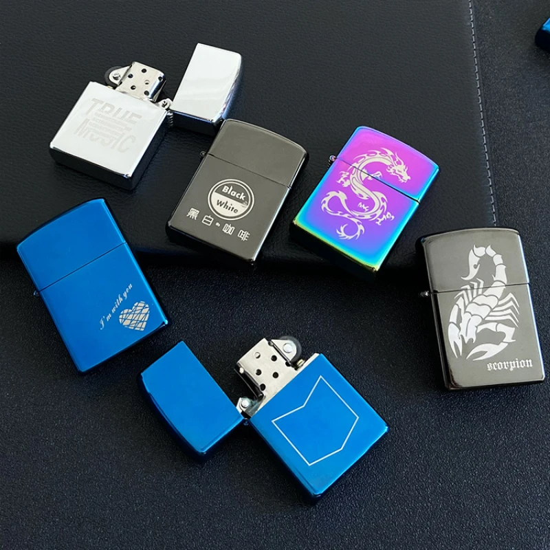 

Gift Grinding Wheel Ice Surface Metal Windproof Kerosene Lighter Smoke Accesoires Free Shipping Items