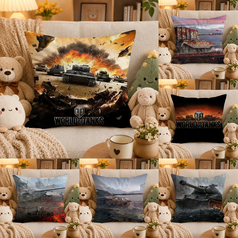 Фото Наволочка Game World of T-Tanks, плюшевая наволочка, декоративная наволочка для дома, для дивана, кровати, кресла, гостиной. №1