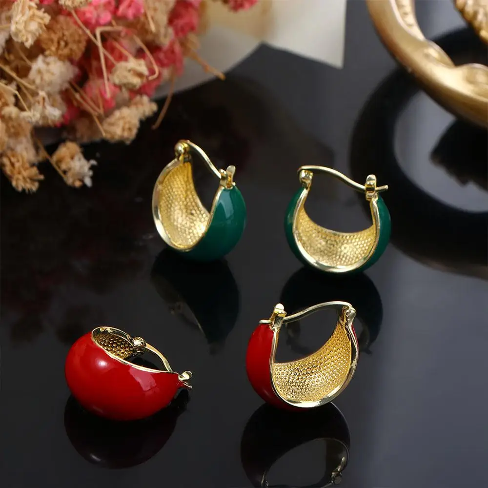 

For Girl Party Gift Ear Buckle Zinc Alloy Fashion Jewelry Korean Style Earrings Drop Glaze Earrings Hoop Earrings