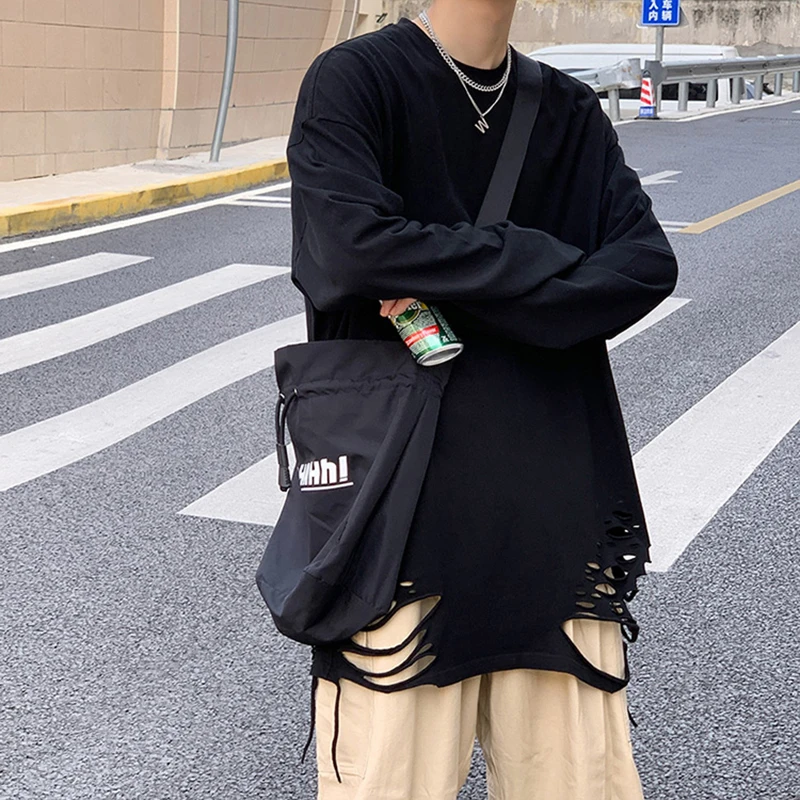 Футболка мужская оверсайз с длинными рукавами модная брендовая свободная