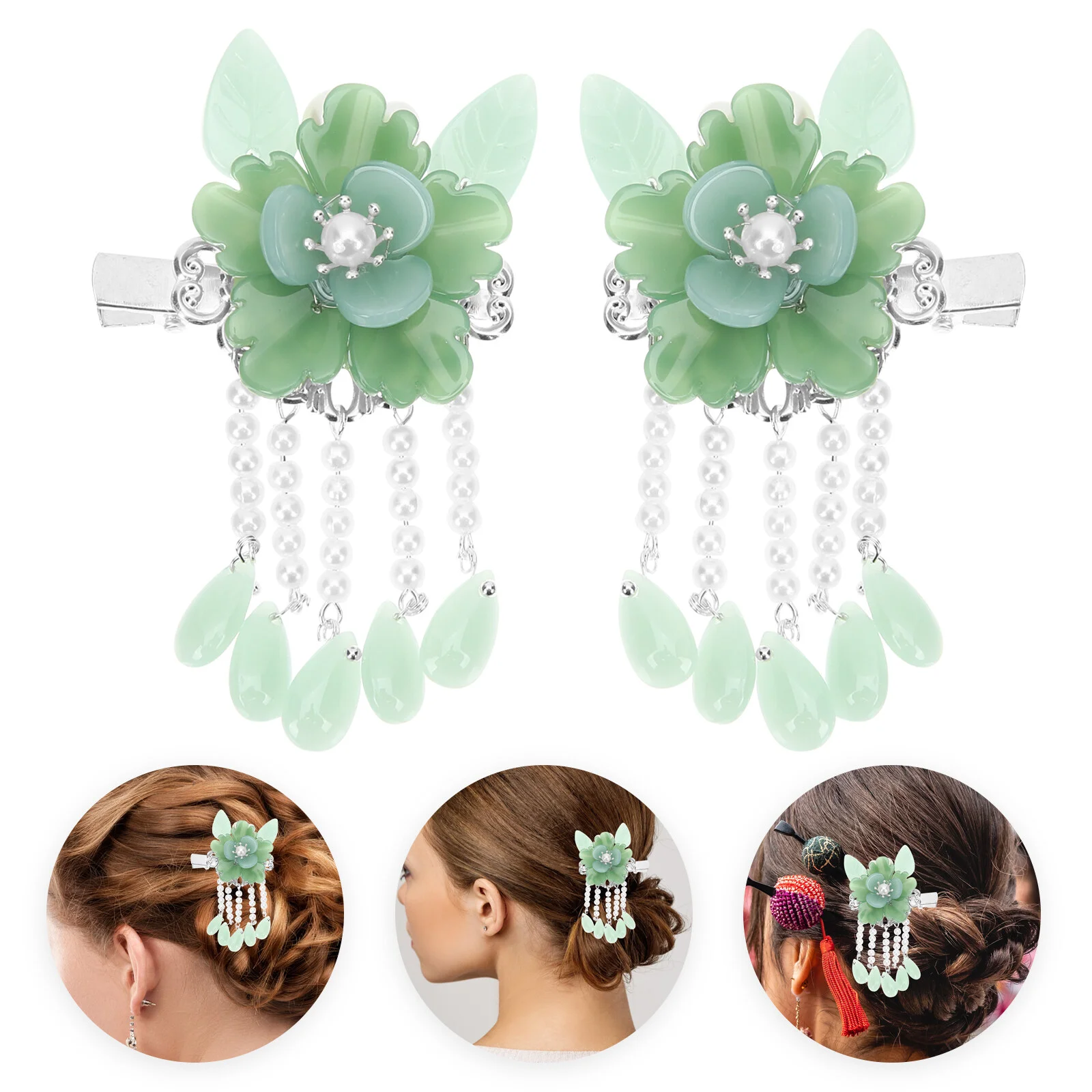 

Duckbill Clip Decorative Hair Clips Flower Barrettes Vintage Hairpins Retro Girls Women Gems