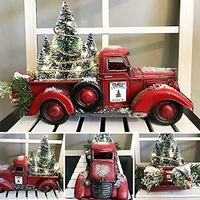 christmas decoration red truck farmhouse vintage red pickup truck christmas tree line light home decor merry christmas sign