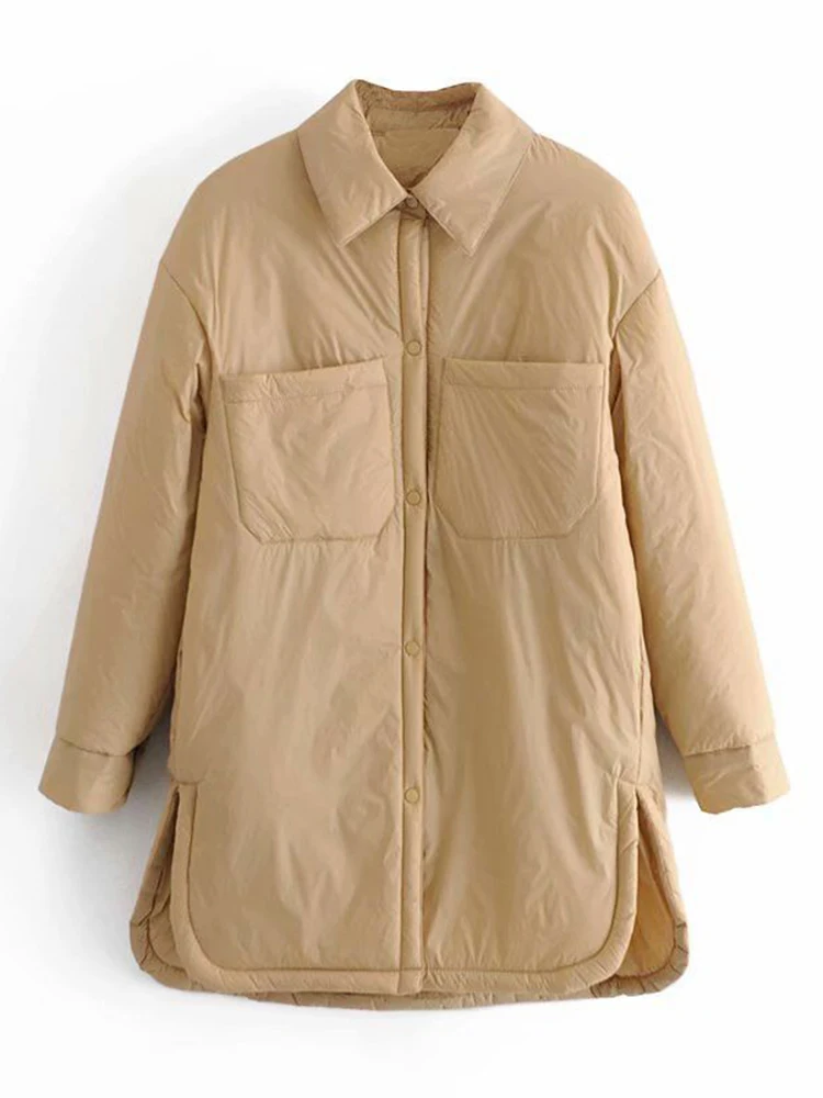 

Women'S Clothing 2022 Autumn And Winter Plus Size Coat Casual Loose Mid-Length Solid Color Warm Cotton Coat Women Outwear