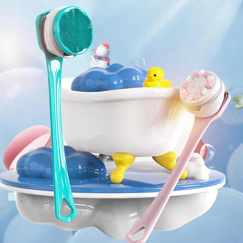 

6 In 1 Electric Bath Shower Brush Handheld Massage Body Brush Back Clean Long Handle Spa Exfoliation Clean Scrub Bath Brushes
