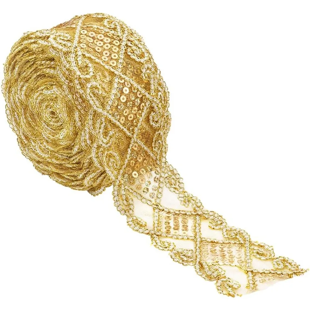 

2-Дюймовая кружевная лента с блестками, кружевная сетчатая отделка, женская одежда, свадебный букет для рукоделия