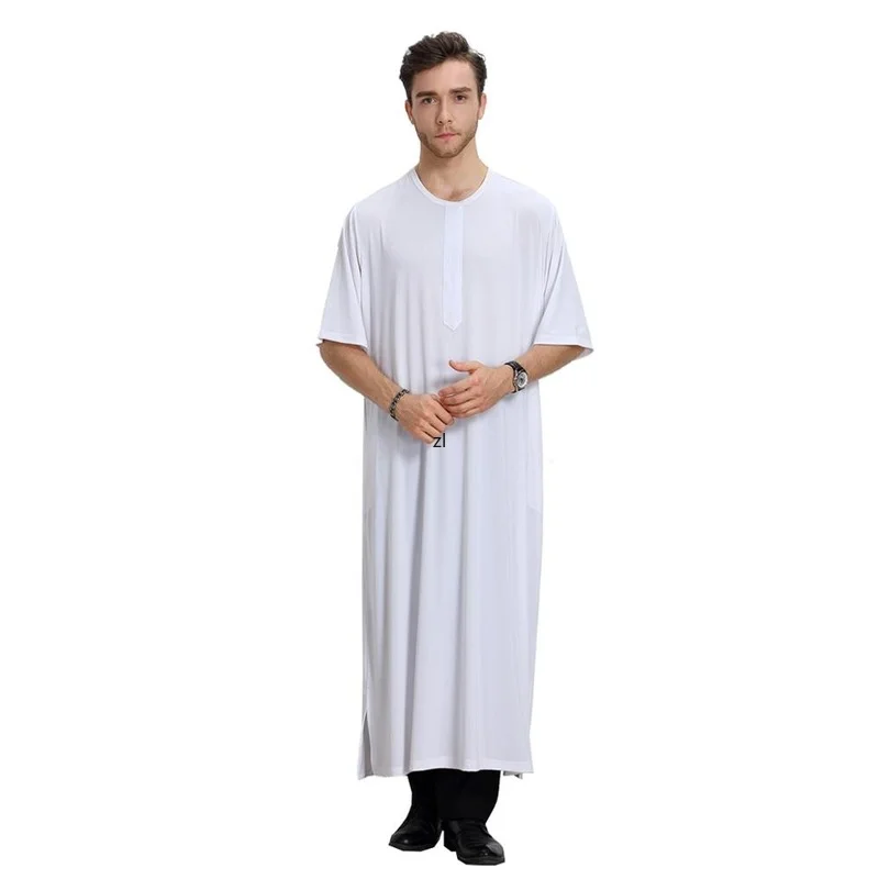 Muslim Abaya for Men Jubba Thobe Middle East Long Robes Kaftan Arab Dubai Adult Islamic Clothing