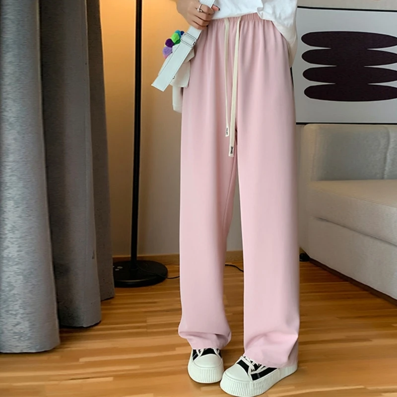 

Женские свободные костюмы Макарун-цвет трусики Джокер Длинные повседневные Мягкие Тонкие повседневные офисные повседневные брюки