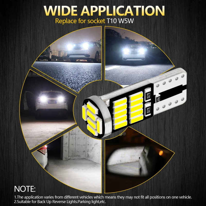 2/10/20 Pcs T10 W5W LED Bulbs Canbus 6500K 26 SMD 4014 Chip For BMW Audi Mercedes Benz Car Interior Map Dome Signal Lights 12V images - 6