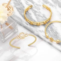 natural opal zircon opened geometric leopard head bangle women luxury jewelry fashion adjustable charm bangles bracelet
