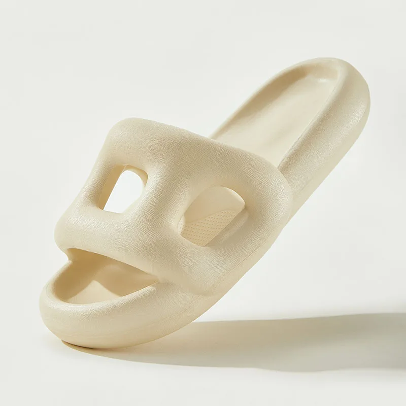 2023 Women Indoor Bathroom Slippers Cut-out Summer Shoes For Couples Soft EVA Thick Sole Female Male Home Street Slides