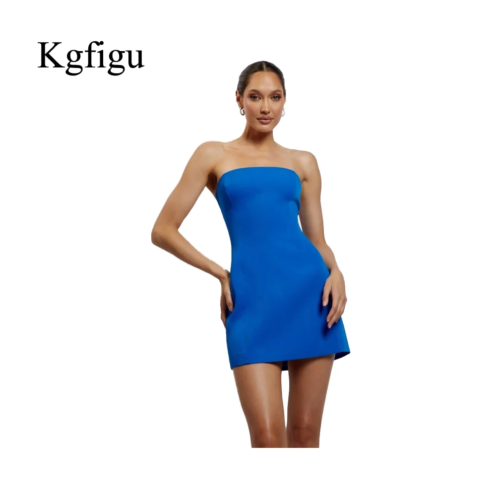 

KGFIGU Women Clothes Hot Sale Fashion Ladies Sexy Tight Low Cut Backless Solid Color Dresses 2022 Summer