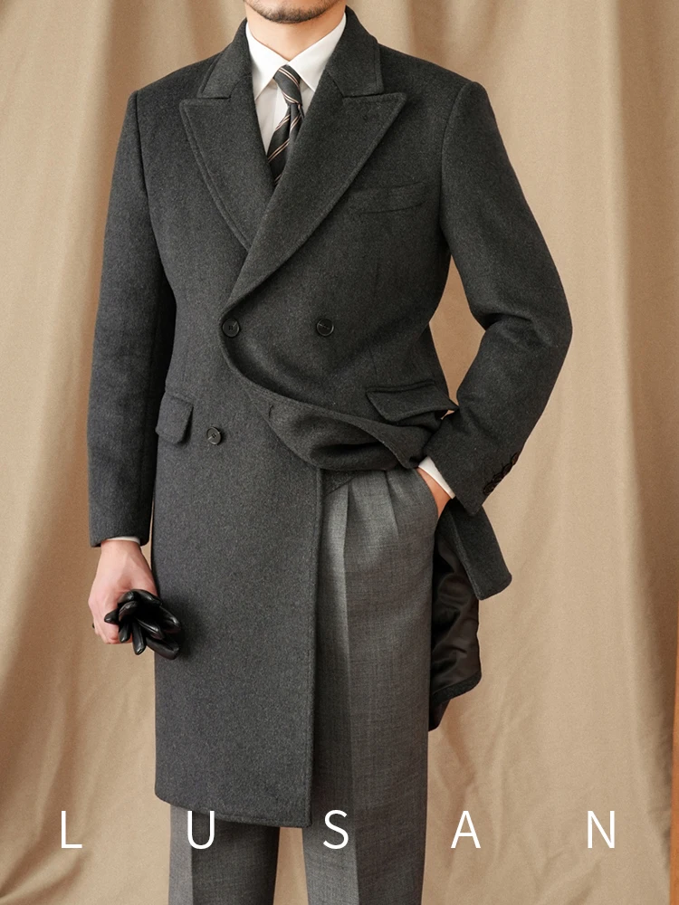 Mr. Lu San осенне-зимнее ретро-честер 800 г двубортное пальто 50% шерсть атмосферное