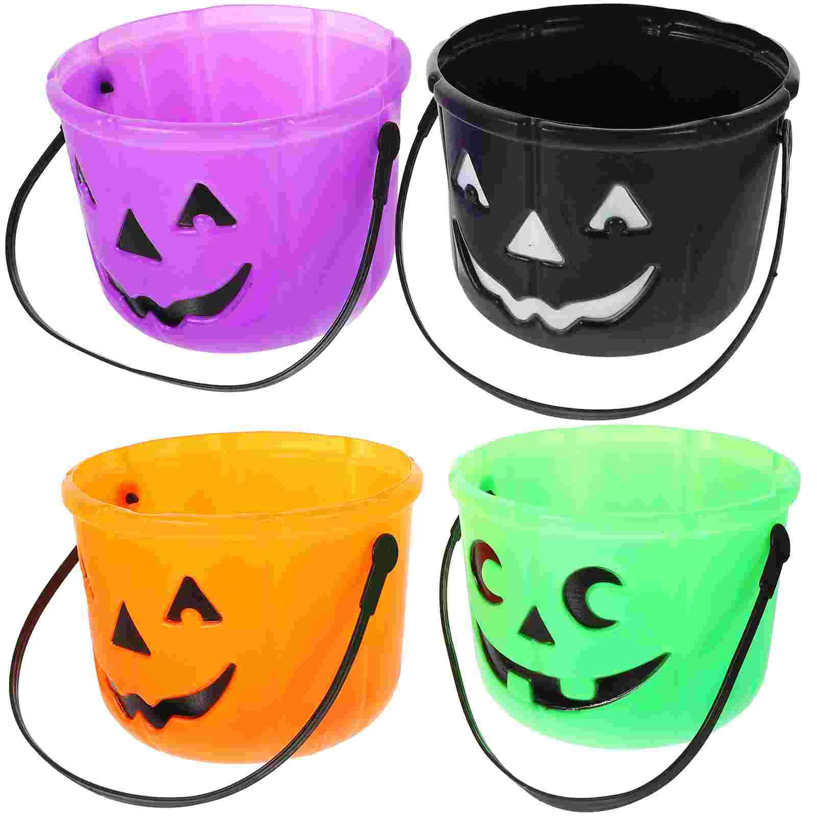 

Portable Pumpkin Bucket Plastic Buckets Handles Design Candy Holder