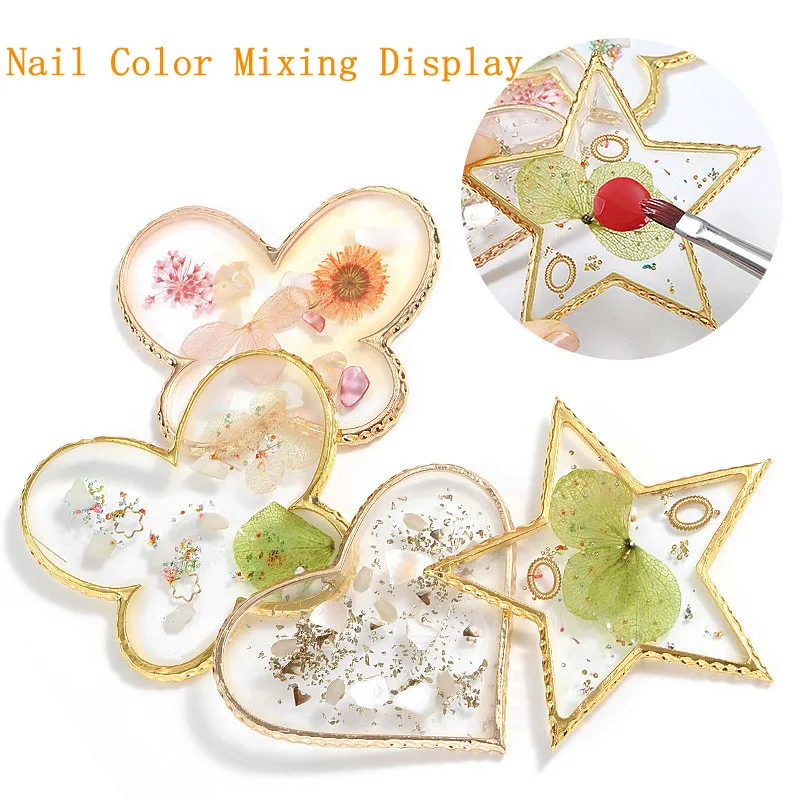 

The New Phnom Penh Resin DIY Nail Tips Color Mixing Palette Nail Art Display Plate Practice Manicure Display Shelf Accessories