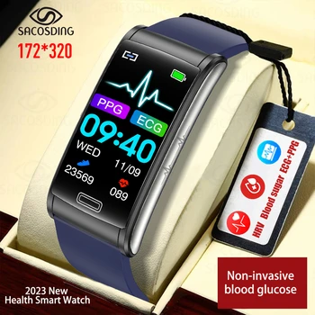 2023 Blood Sugar Smart Watches Men ECG+PPG Heart Rate Blood Pressure Fitness Bracelet IP68 Waterproof Smartwatch For Android ios 1