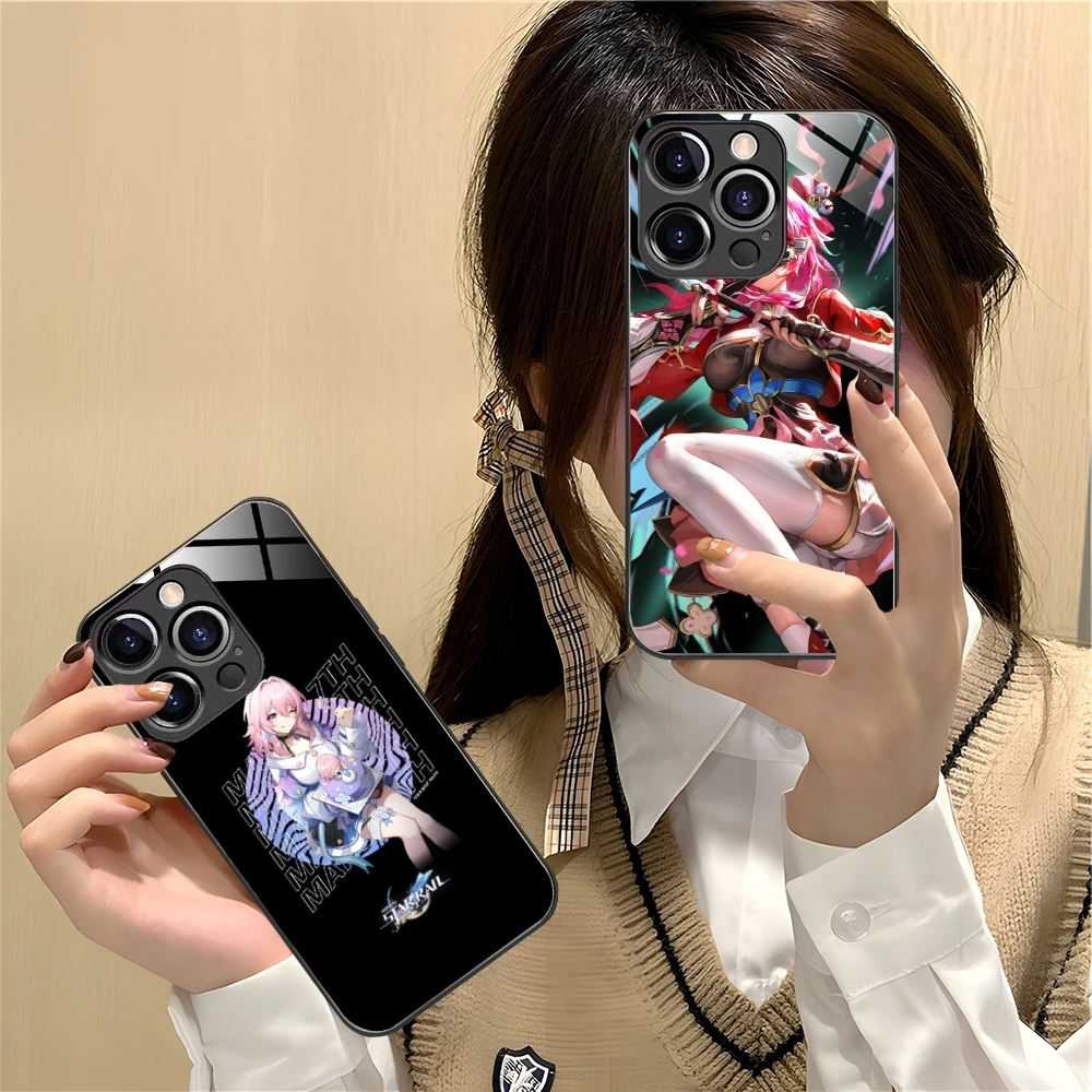 Чехол для мобильного телефона Honkai Star Rail March iPhone 16 15 14 13 12 11 X XR XS 8 Pro Max Plus стеклянный