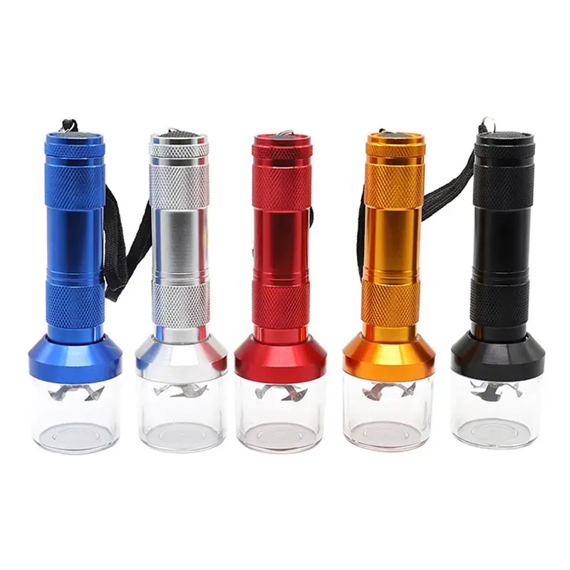 

40MM Flashlight Smoke Grinder Aluminum Alloy Electric Herb Grinder Metal Crusher Crank Tobacco Grinder Smoking Accessories