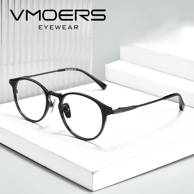 

VMOERS Pure Titanium Optical Prescription Eyeglasses Retro Round Progressive Ultralight Glasses Men Multifocus Myopia Spectacles