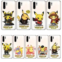 bandai anime pikachu phone case for huawei p30 p20 pro p40 y5 y6 y7 2019 mate 20 lite p smart z transparent funda shell cover