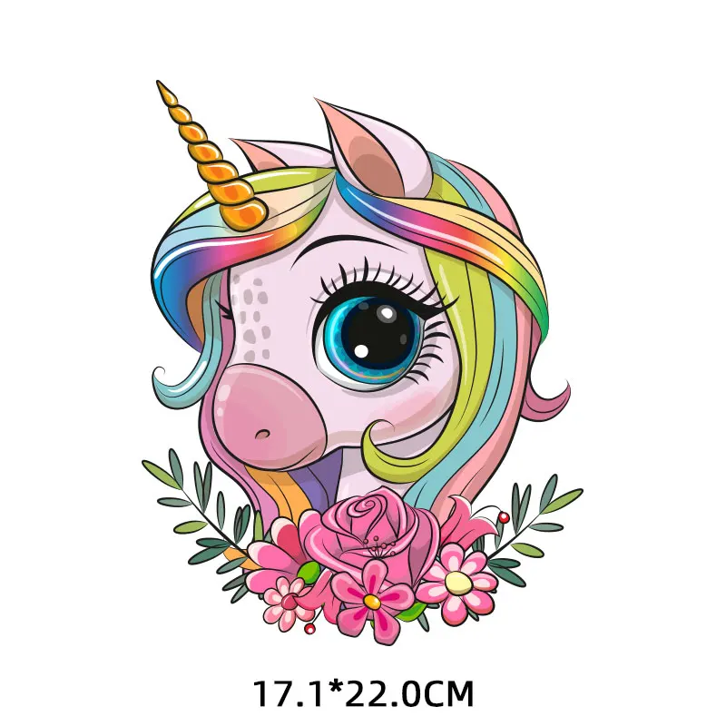 

Rose Flower Little Pony Patches on Clothes Iron-on Transfers for Clothing Thermoadhesive Patches Rainbow Unicorn Thermal Sticker
