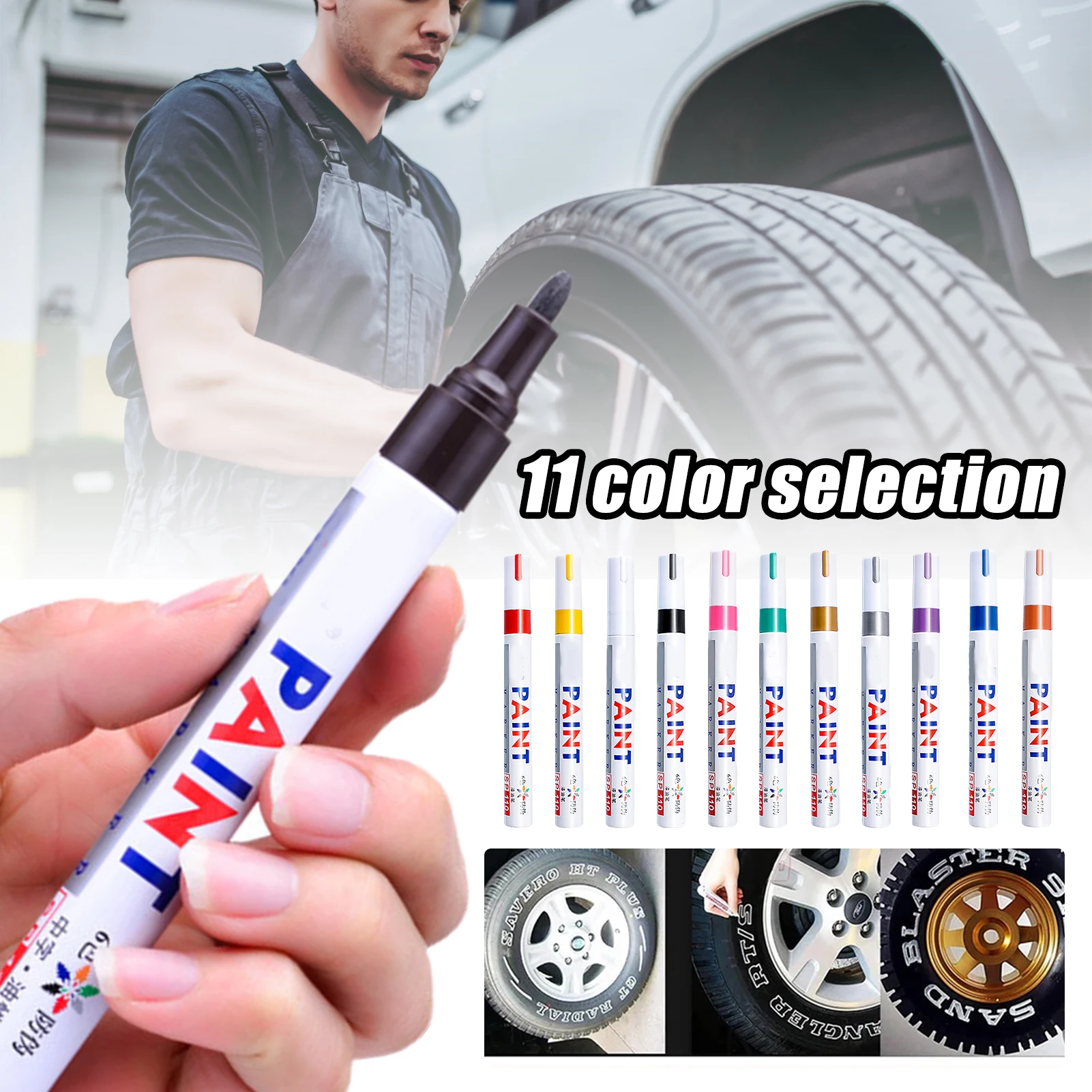 Waterproof Tire Paint Pen Portable Multipurpose Long Lasting Paint Marker Pen Repair Scratches Not Easy to Fade Multicolor TD326