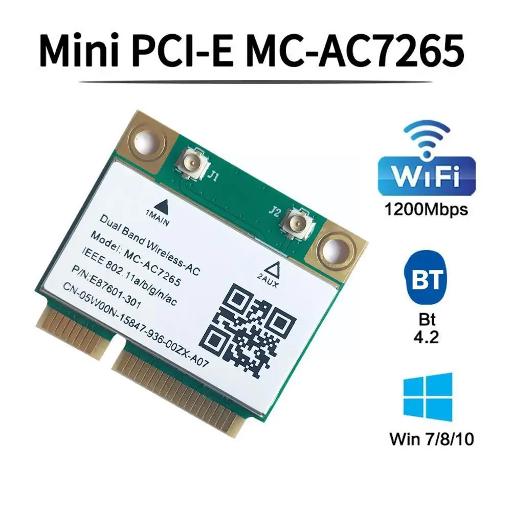 

Wifi 5 1200mbps Bluetooth 4.2 Half Mini Pci-e Wifi Card -ac7265 Wireless 7265 802.11ac 2.4g 5ghz For Laptop Than 72 X9l2