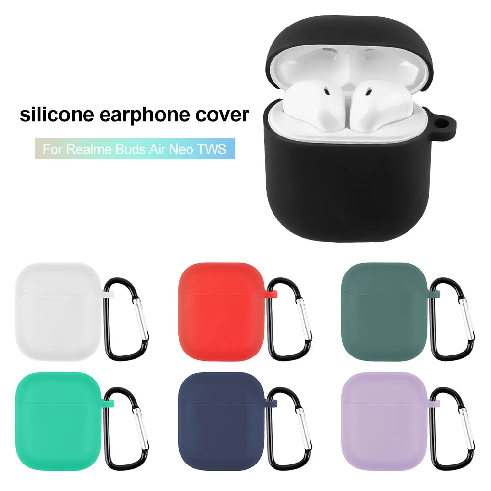 

Silicone Case For Realme Buds Air Neo TWS Bluetooth Earphone Charging Box Protective Case For Buds Air Neo TWS Candy Color Cover