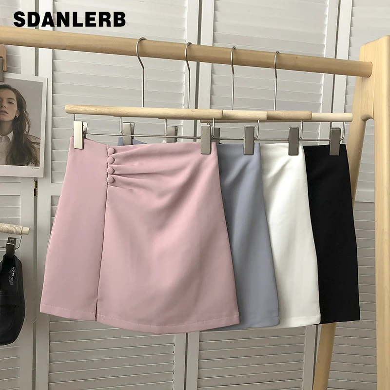 

Single-Breasted Pleated High Waist Anti-Exposure A- line Skirt Women's Retro All-Matching Slim Hip Skirt for Spring Summer 2022