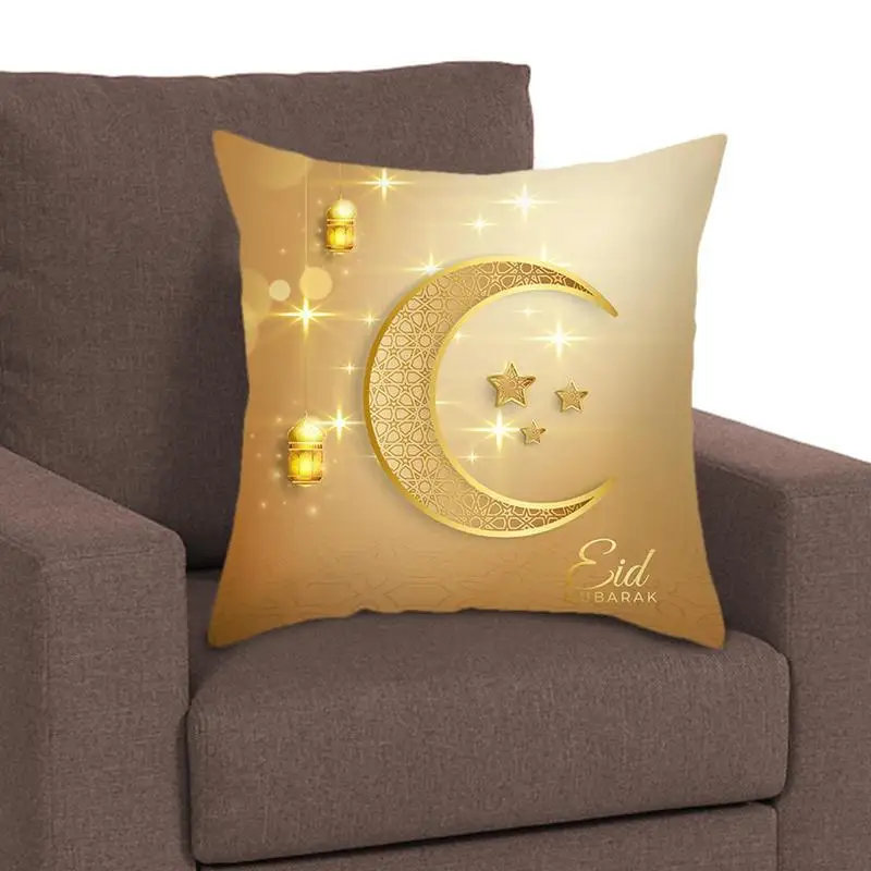 

Hot SaleEid Pillow Cover Golden Moon Home Pillow Living Room Sofa Bedside Pillowcase Eid Kareem Decoration For Home Office