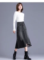 tiyihailey free shipping 2022 new fashion high waist s 2xl long mid calf a line skirts with pockets women black blue tassels