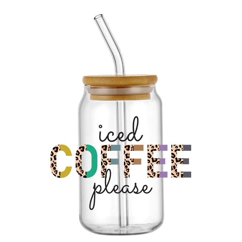 16 унций UV DTF обертки для чашек Переводные красочные кофейные наклейки