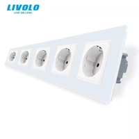 livolo eu standard power socket crystal glass outlet panel multi function five wall power outlet without plug vl c7c5eu 11