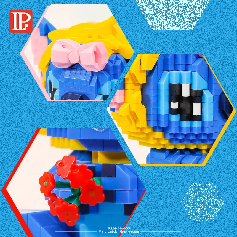 1284pcs+ Baby Stitch Micro Building Blocks DIY Disney Lilo and Mini Diamond Brick Figures Toy For Christmas Gift |
