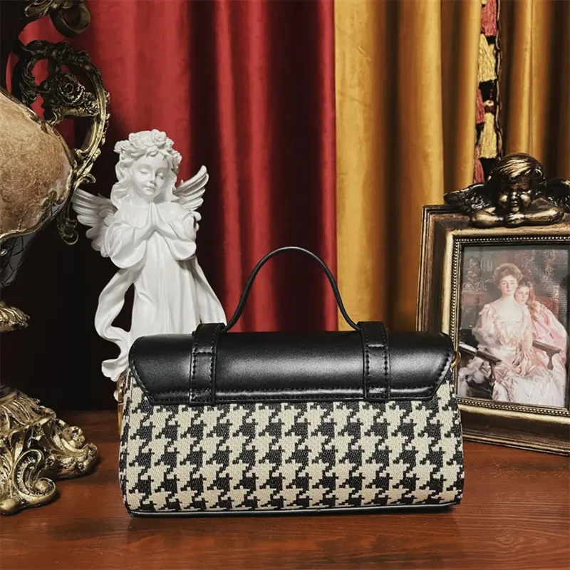 Luxurious Houndstooth Cambridge Handbag Leather Women's Bag 2023 New High-grade Versatile Fashion Purse Single Shoulder Satchels