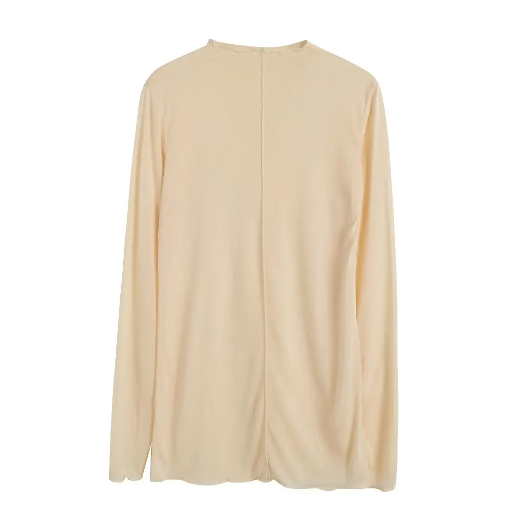 

Женская трикотажная Облегающая рубашка Джокер, модный Двухцветный пуловер с длинным рукавом в стиле ретро, 2023