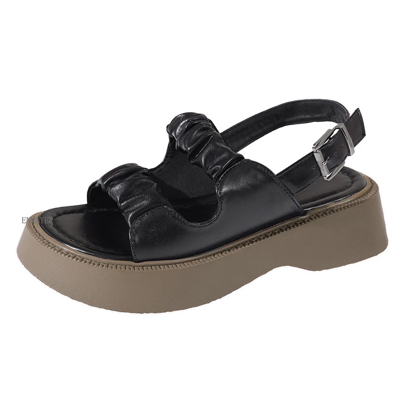 

Summer Platform Ladies Sandals Wedge Solid Color Flip Flops Fashion Female's Sandals Outdoor Light Casual Woman's Roman Sandals