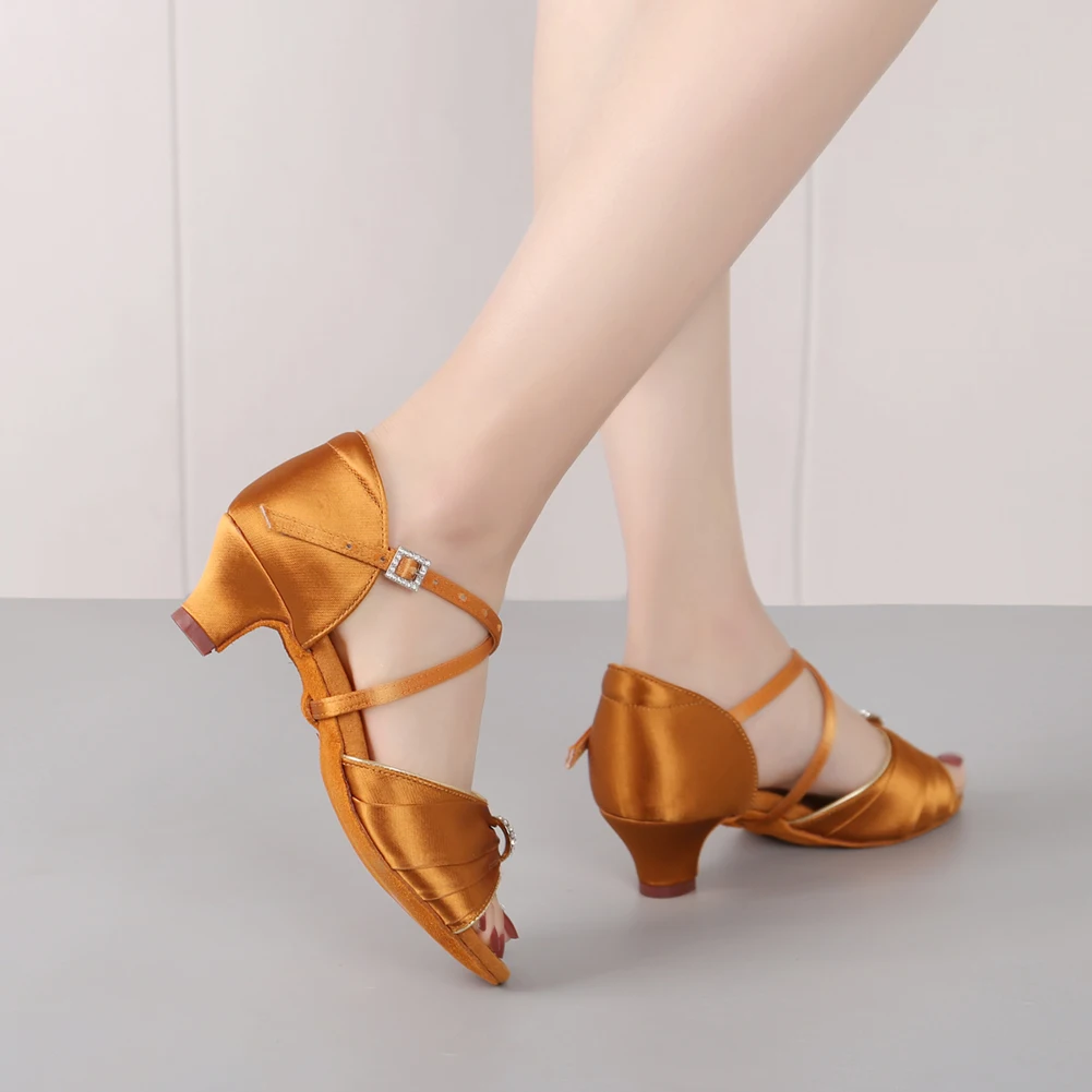 DKZSYIM Women Latin Dance Shoes Salsa Dancing Shoes Ladies Girls Silk Tango Ballroom Dance Shoes Salsa Sandals High Heeled