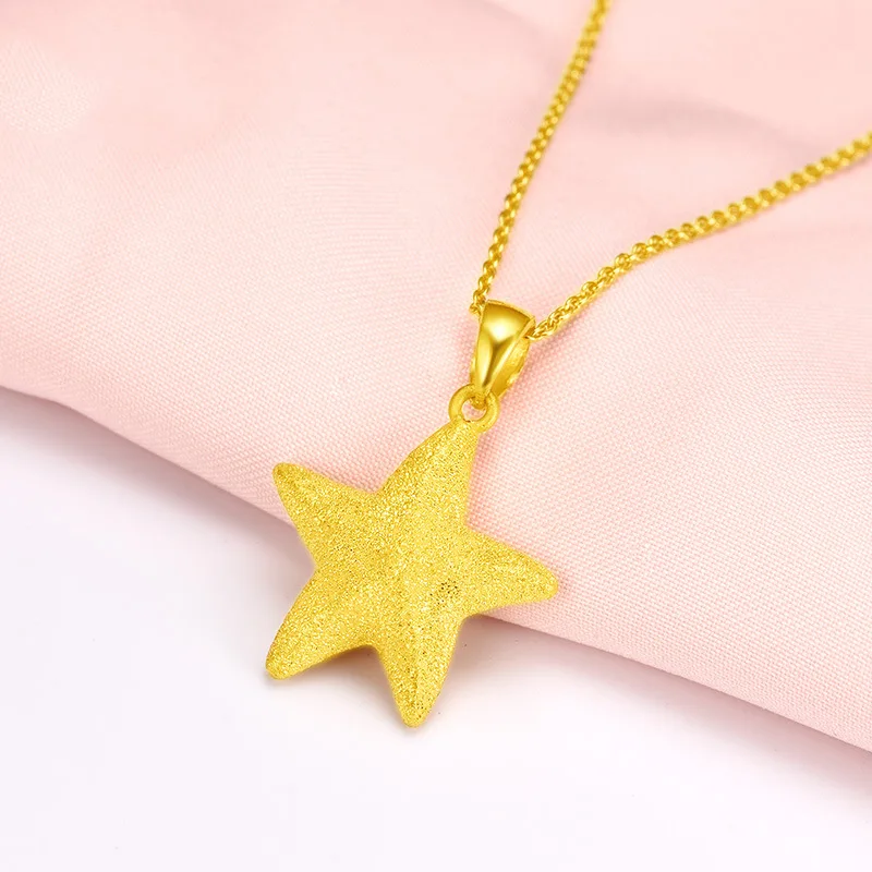 

Genuine 18k Pure Gold Color Star Pendant for Women Lover Filled Thick Women's Gold Necklace Chain Pendants Engagement Jewelry