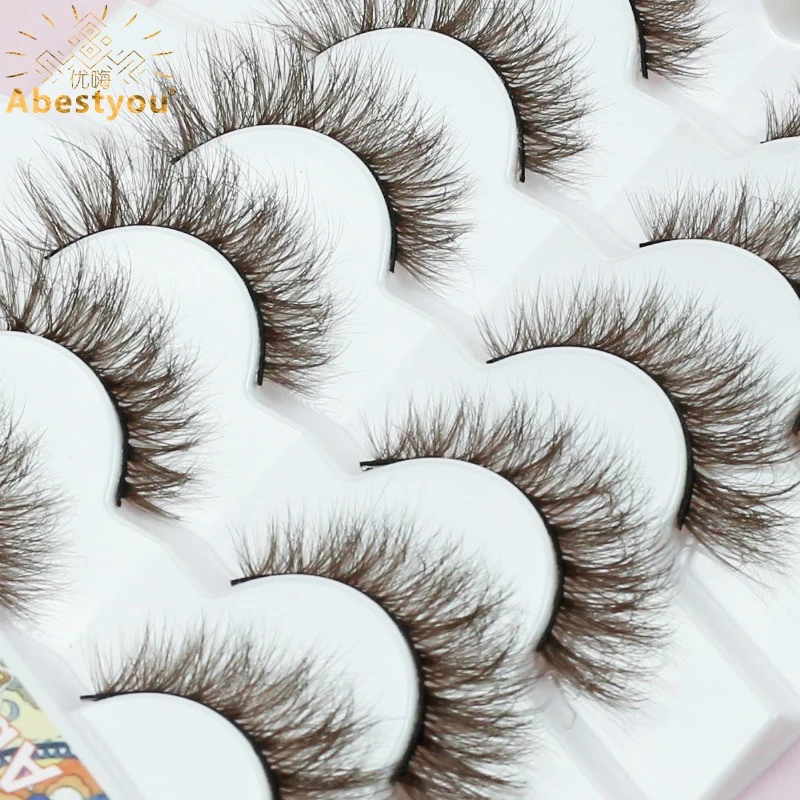 Abestyou 6 пар 8d золотисто-коричневые красочные пушистые натуральные длинные