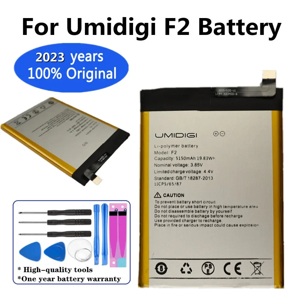 

2023 Years High Quality 5150mAh Original UMI Battery For Umidigi F2 F 2 Mobile Phone Replacement Bateria Batteries + Tools