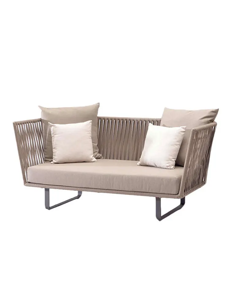 

Диван из ротанга на открытом воздухе, садовый двор, наружная водонепроницаемая защита от солнца, двойное и одно кресло из ротанга для отдыха, комбинированный диван