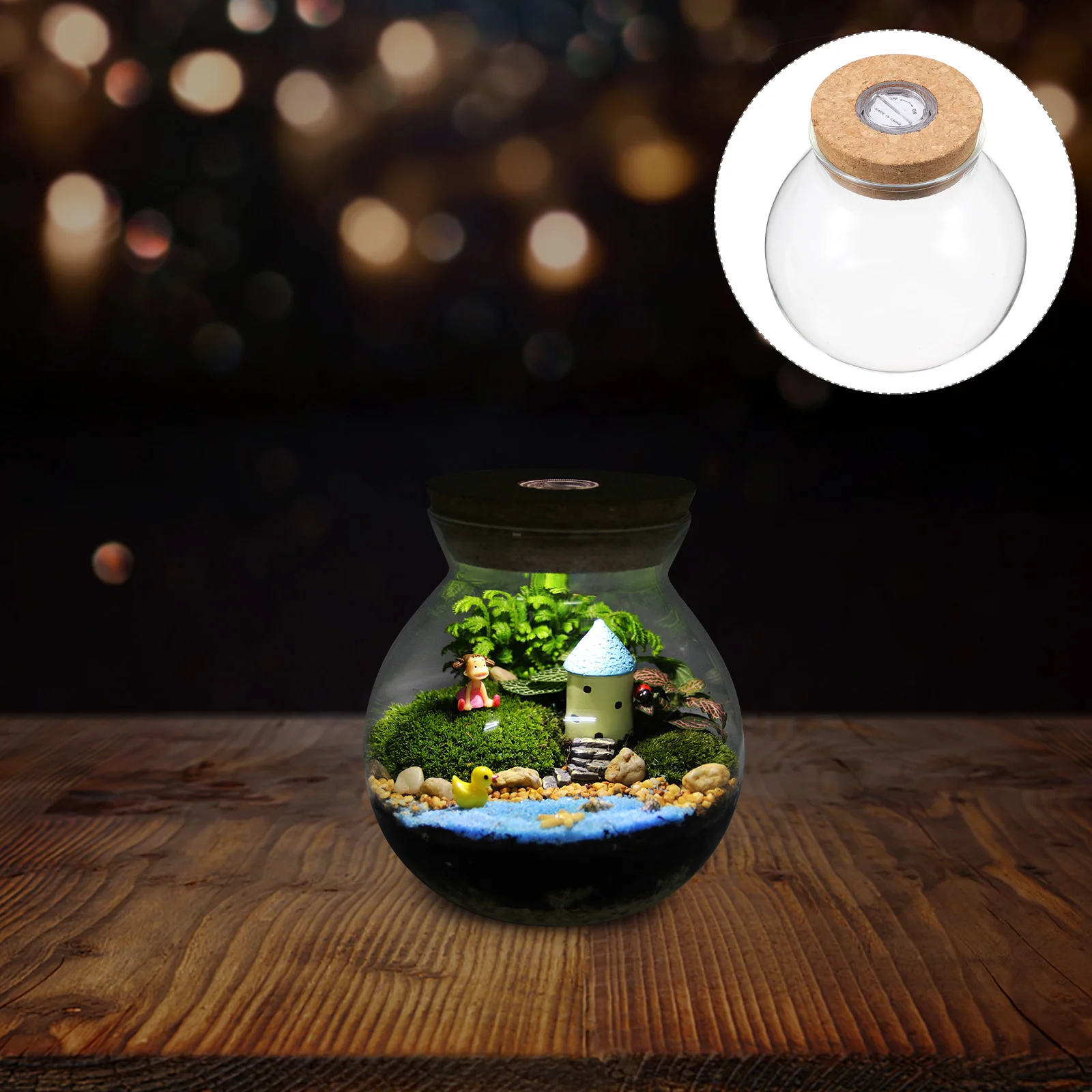 

Glass Favor Bottles LED Light Terrarium Small Mason Jars Glass Terrarium Transparent Fish Bottle